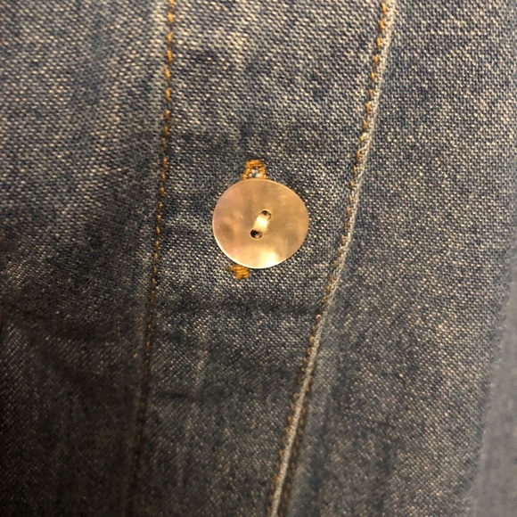 Long denim skirt with mother of pearl type buttons - Picture 6 of 7